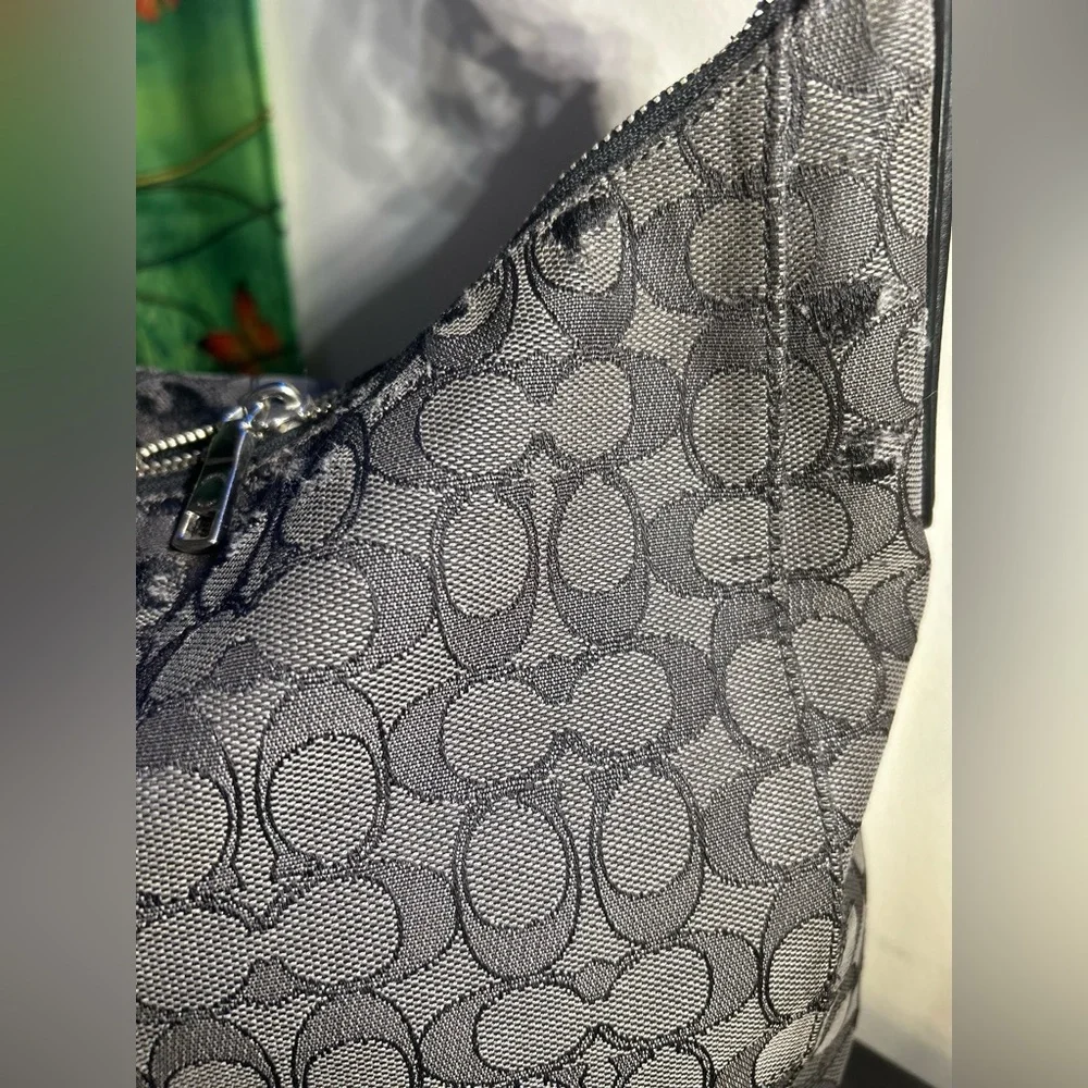Coach Signature Monogram Large Saffiano Hobo Shoulder Used Bag